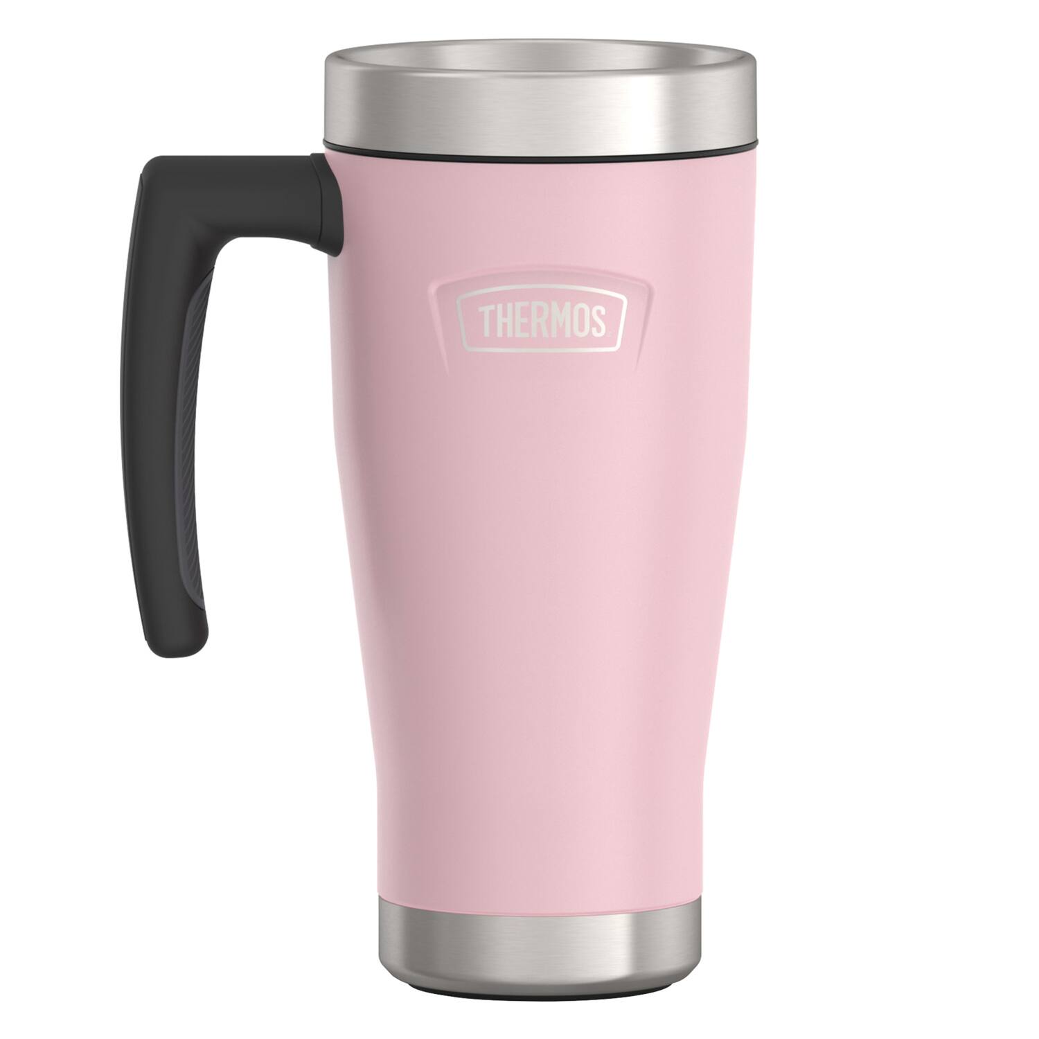 Left. Thermos - Icon 16-Oz Stainless Steel Mug - Sunset Pink.