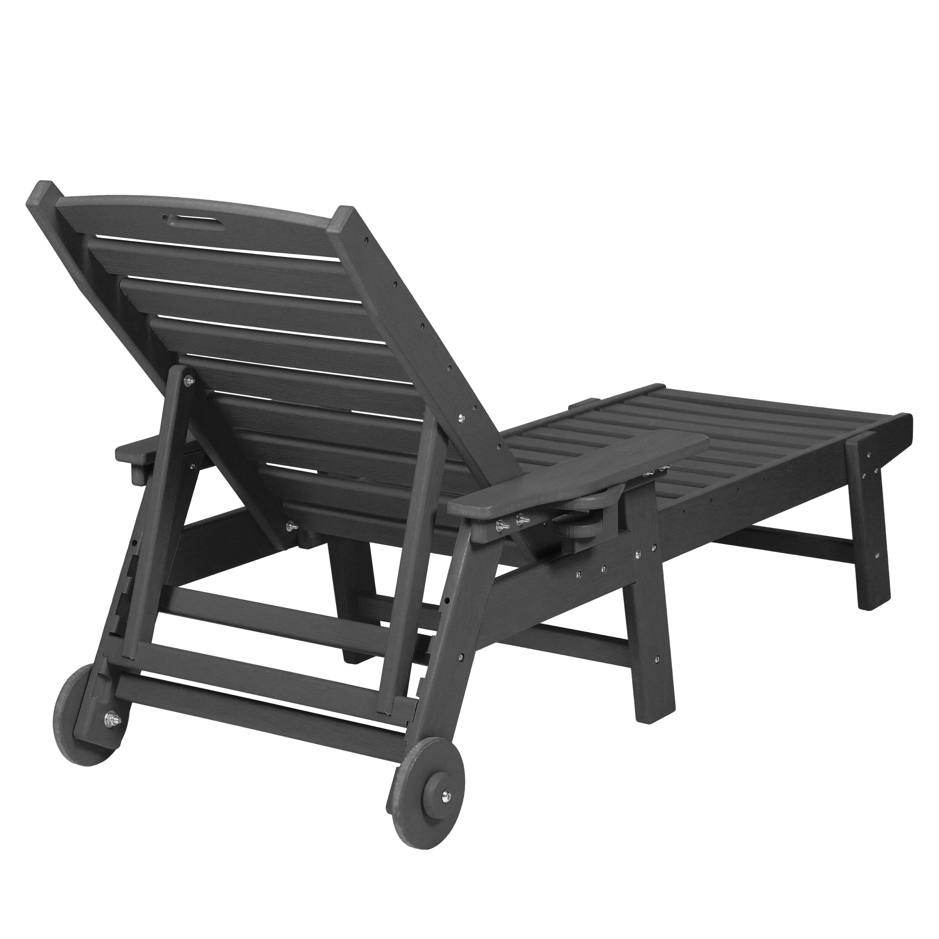 Alt View 7. Boyel Living - 3-Piece Adjustable HDPE Chaise Lounge Set with Wheels and Side Table - Grey.