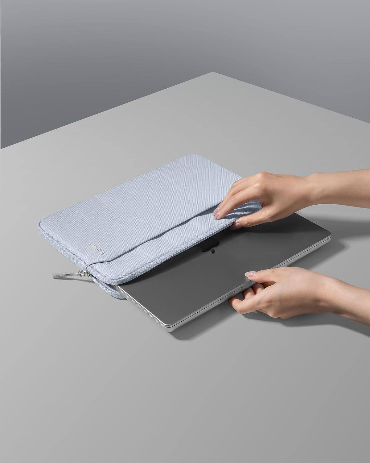 Alt View 8. tomtoc - Light-A18 Slim Laptop Sleeve Case for 14-inch MacBook Pro M5(A3426 A3427)/M4/M3/M2/M1 2026-2021, Dell XPS 14 Plus Laptop - Light Blue.