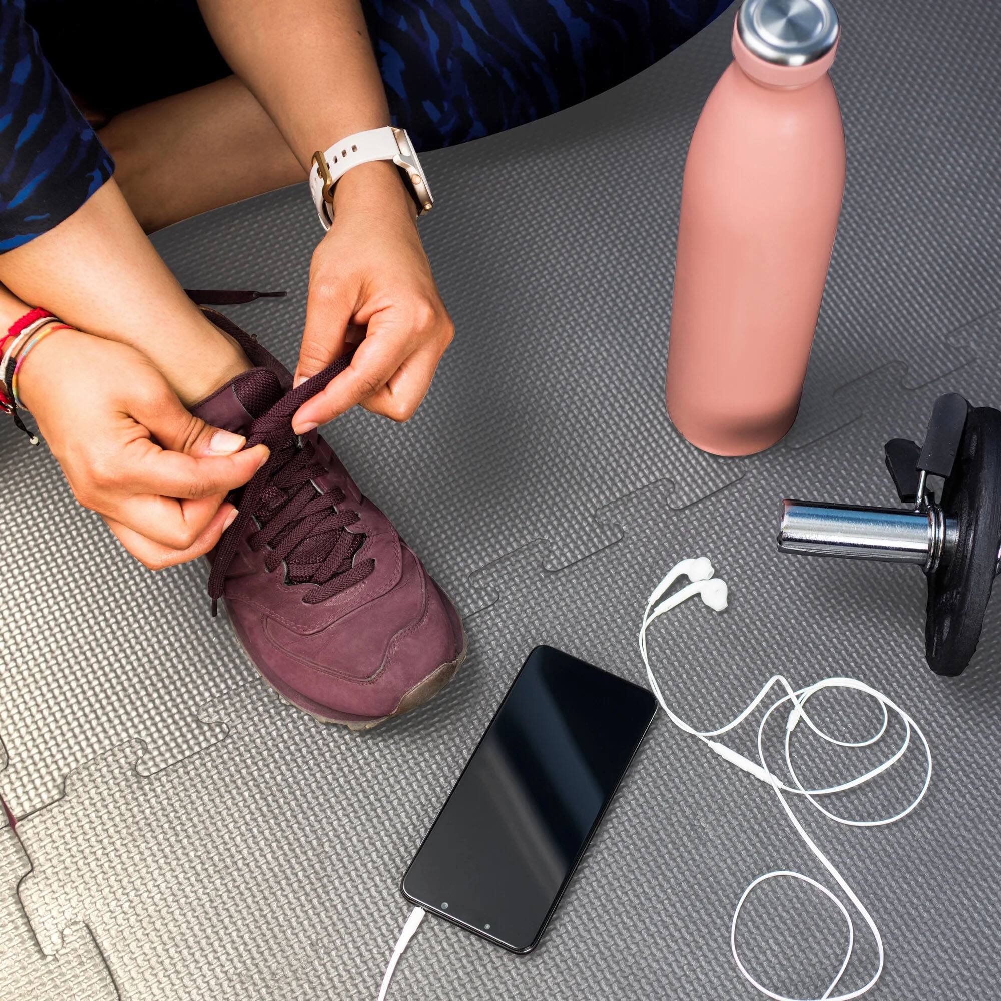 Alt View 4. BalanceFrom Fitness - BalanceFrom Fitness 48 Sq Ft Interlocking EVA Foam Exercise Mat Tiles, Black - Black.