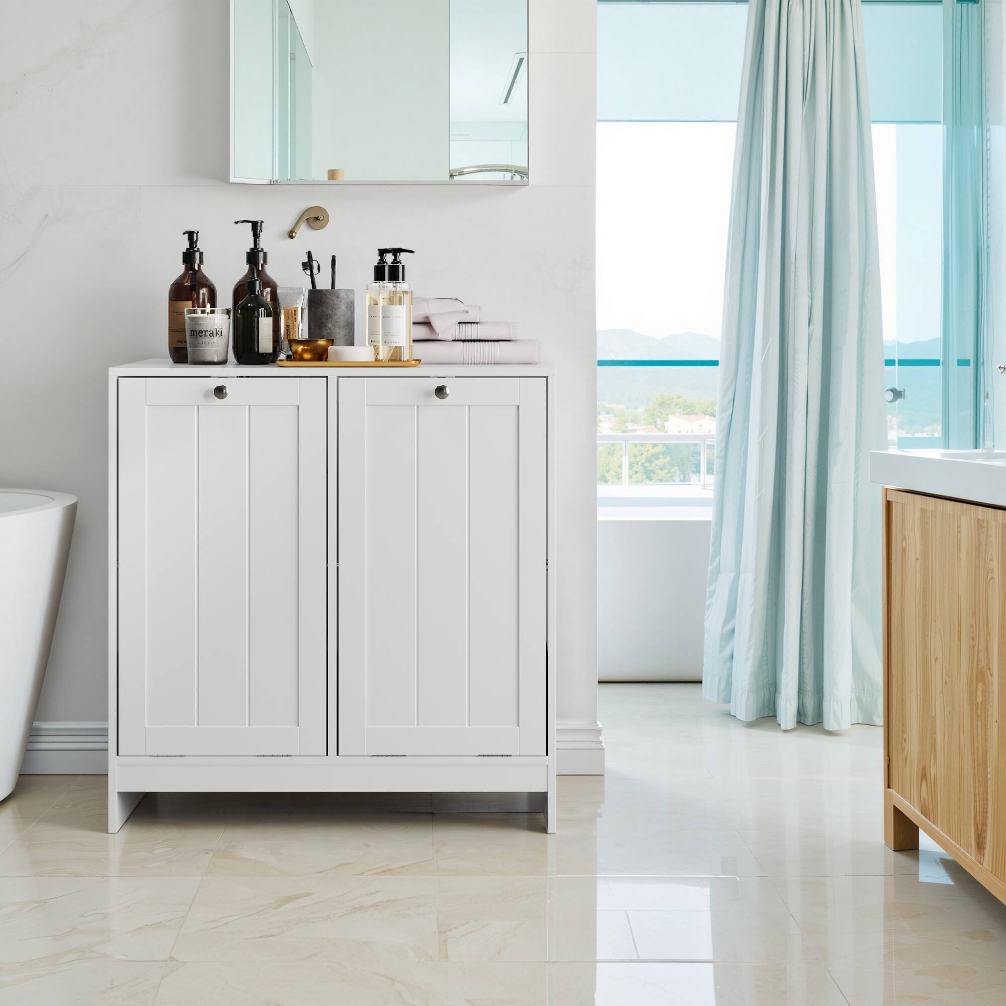 Alt View 9. ELEMENT ACE - Tilting Laundry Hamper Cabinet with Removable Baskets for Organized Home Storage - White.