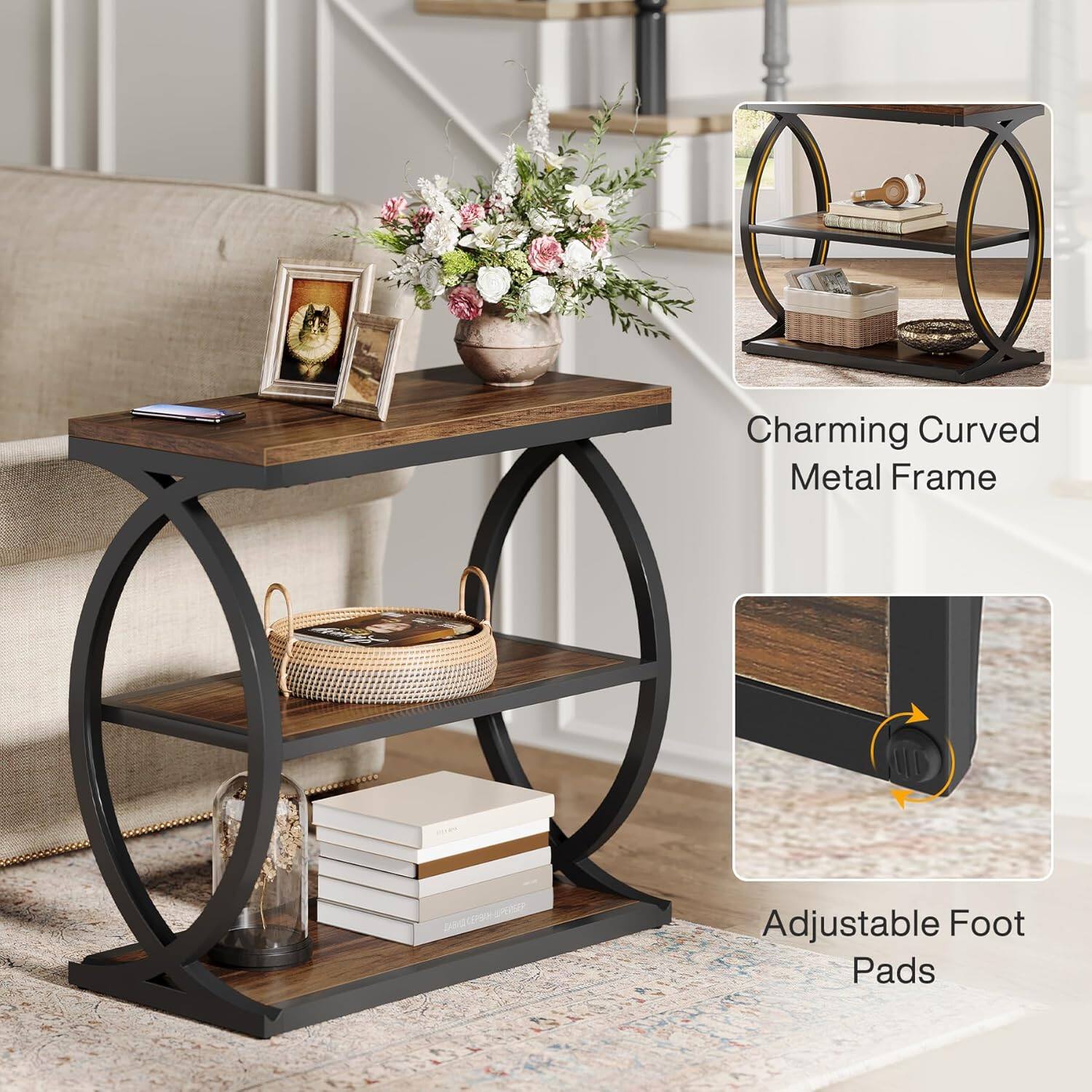 Charming Curved Metal Frame

Adjustable Foot Pads
