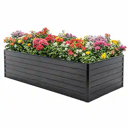 RYHNUYNE - Galvanized Steel Raised Garden Bed 7.2x3.6x2 FT Metal Planter Box for Outdoor Vegetable Herb and Flower - Black