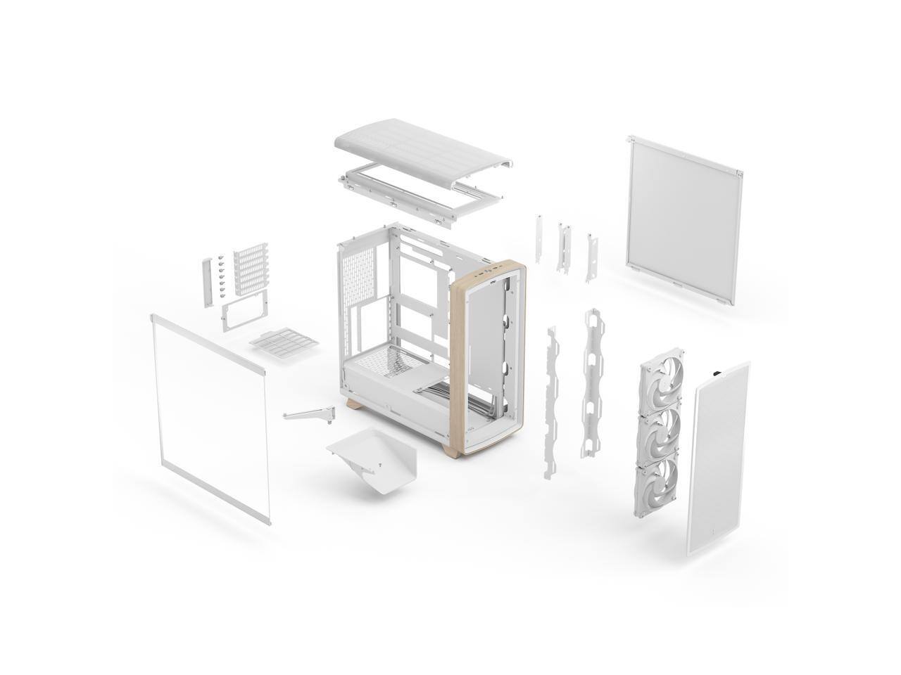 Alt View 7. Fractal Design - Fractal Design Summit Chalk White TG Light Oak PC Case - Tempered Glass, 3 Momentum 14 Fans, ATX/E-ATX/mATX/ITX Support - Chalk White.