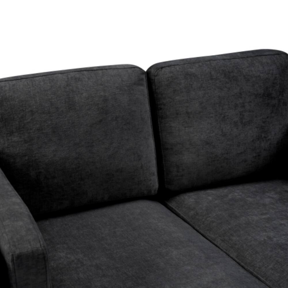 Alt View 1. LUCKY ONE - 53.5" Modern Free-Combined Chaise Lounge Sofa Bed w/ Dual-Layer Armrests Chenille - Black.