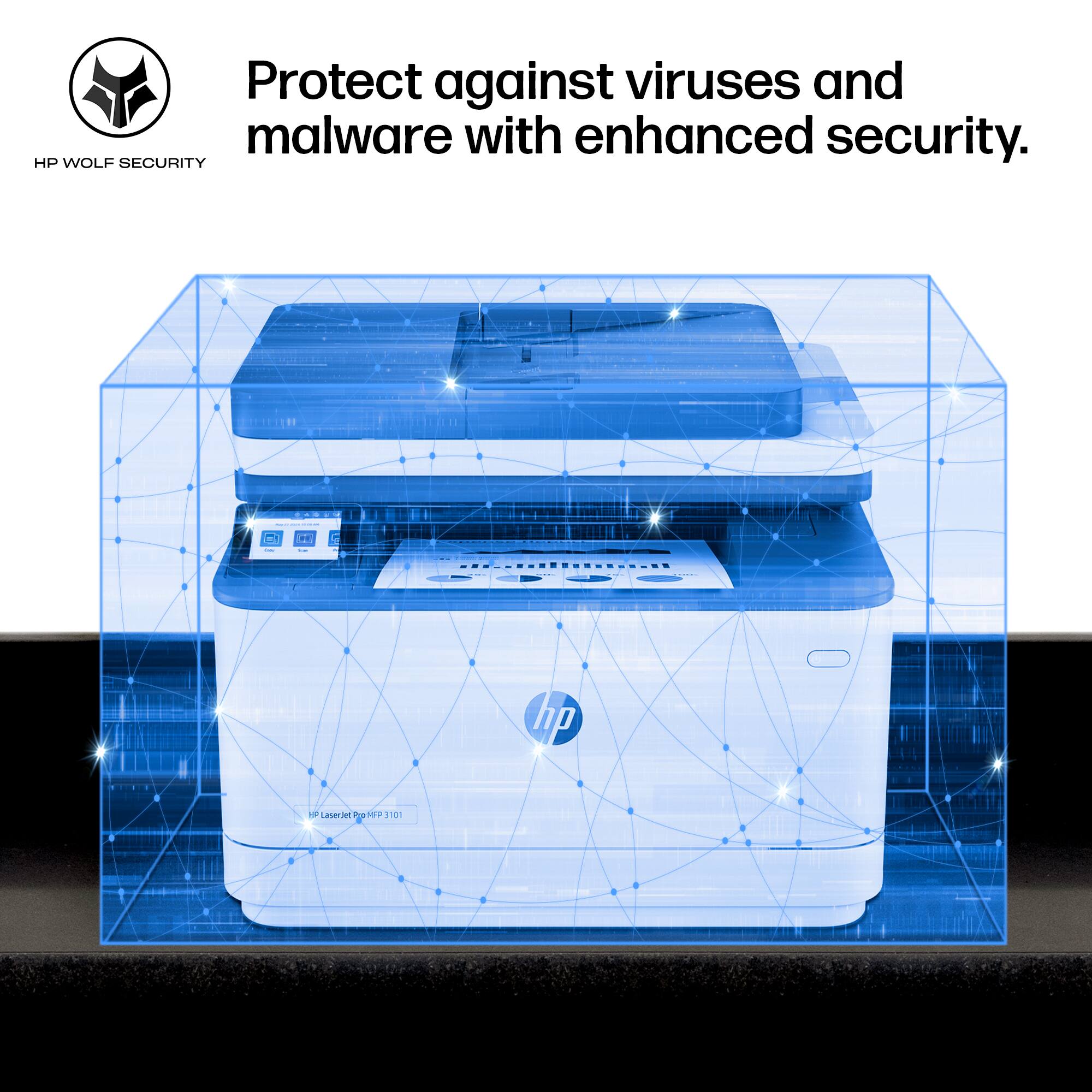 Protect against viruses and malware with enhanced security.

HP WOLF SECURITY

HP LaserJet Pro P1106w