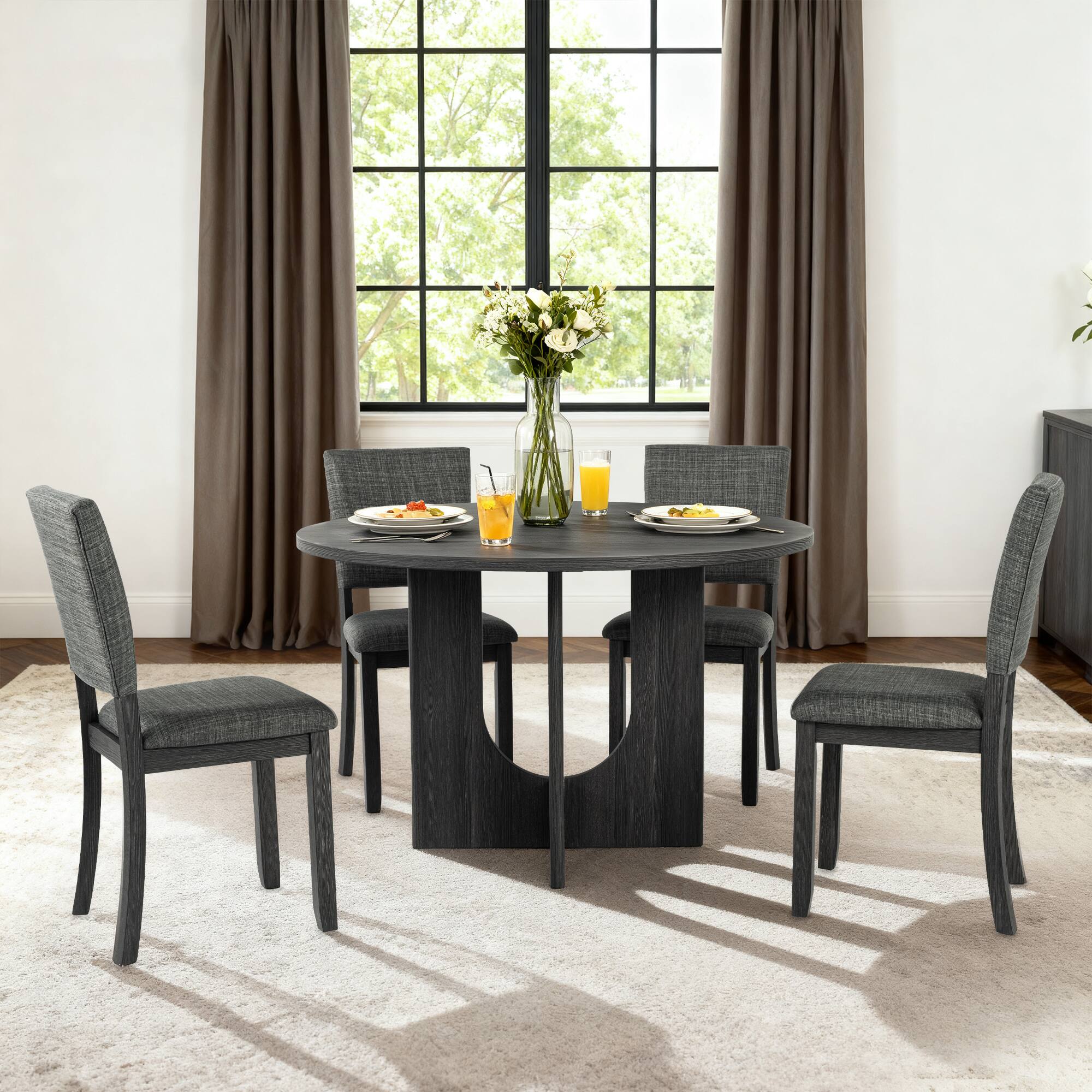 Alt View 1. Vaczon - Set of 4 Transitional Upholstered Side Chairs Comfortable Dining or Accent Chairs for Kitchen Living Room and Office - Gray.