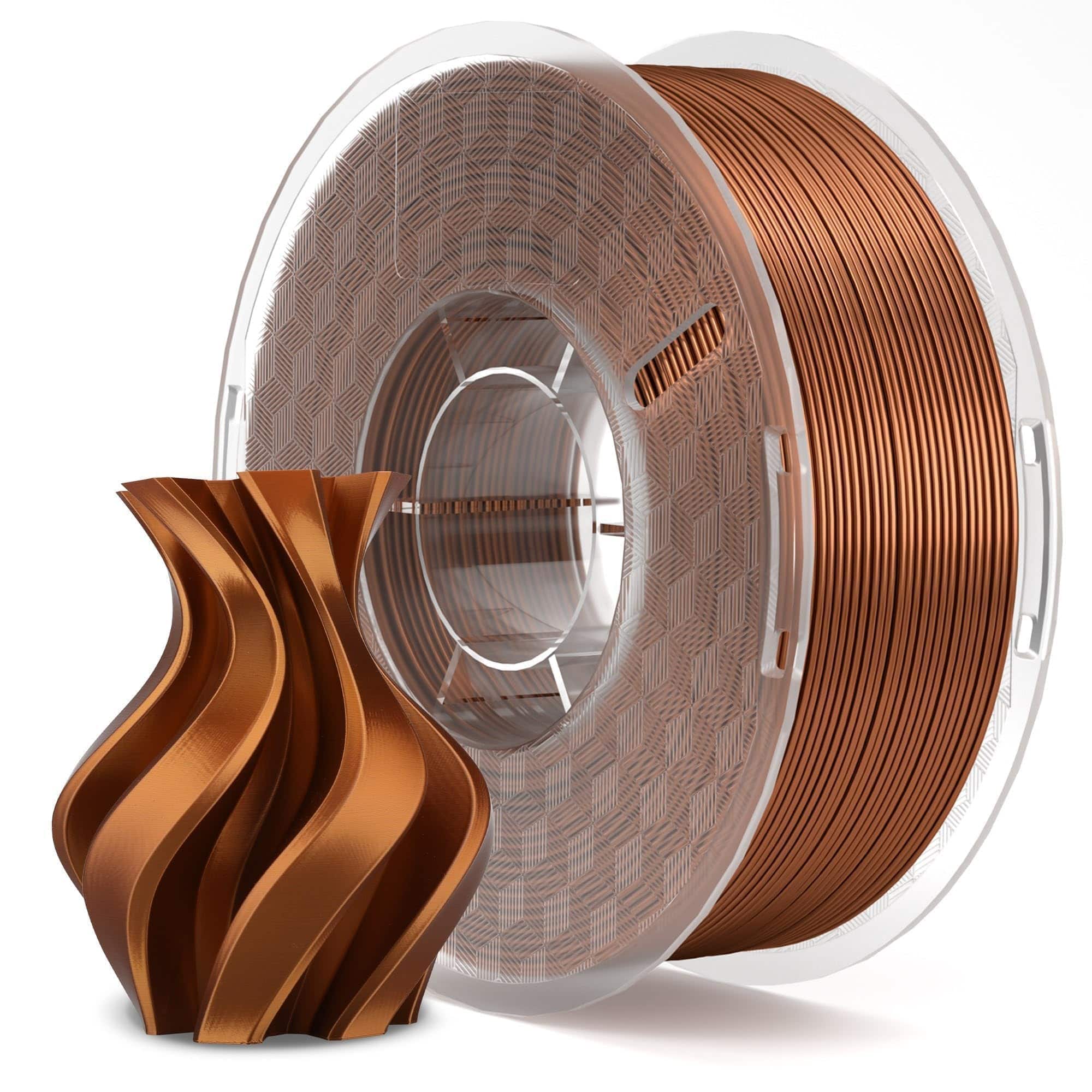 GlowWise - PLA Filament, 1.75mm/1KG. ±0.02mm accuracy, universal FDM printer compatibility - Silk Copper