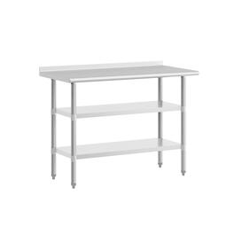 Emma + Oliver - NSF Certified 18 Gauge Work Table with 1.5" Backsplash and 2 Undershelves - Stainless Steel