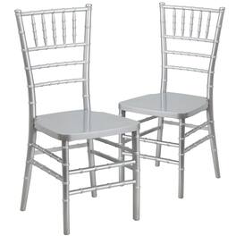 Emma + Oliver - 2 Pack PREMIUM Resin Stacking Chiavari Chair - Silver