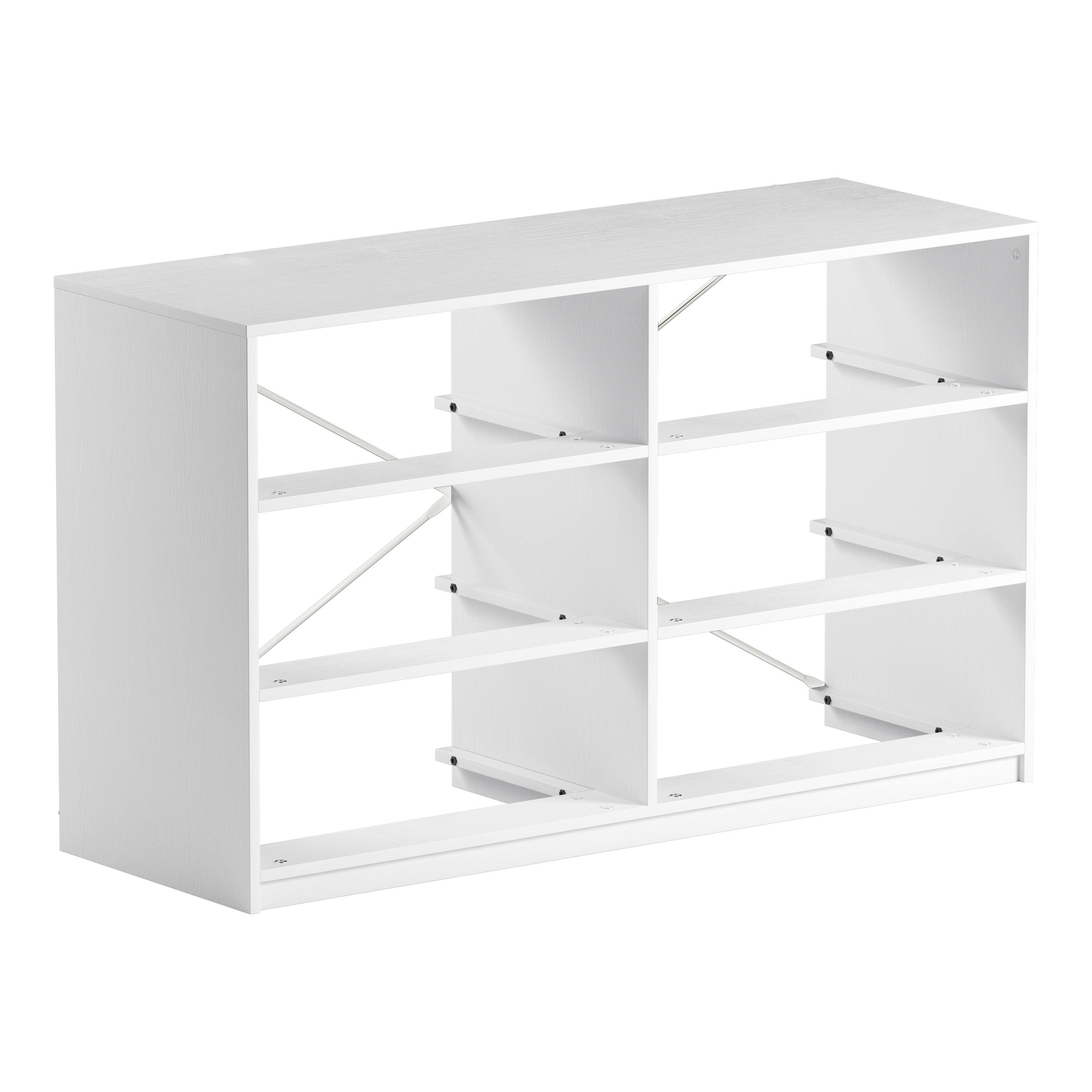 Alt View 5. Forest'nSky - White Wood 6 drawer 44.5 in. Wide Chest of Drawers with Large Fabric Drawers for Living Room - White.