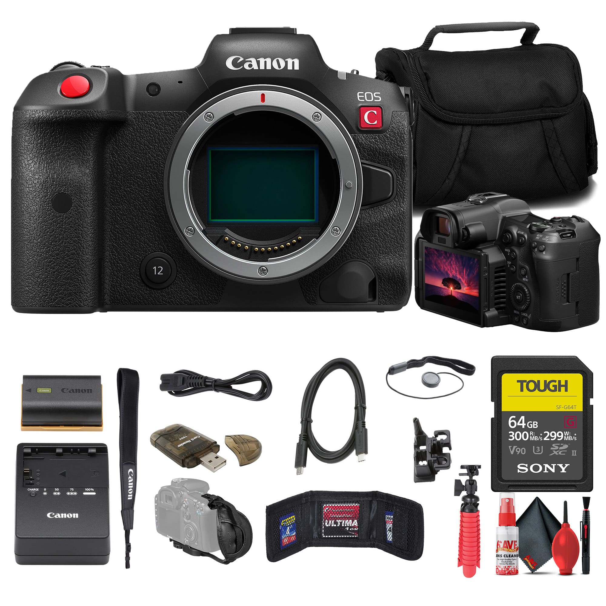 Canon - EOS R5 C Mirrorless Cinema Camera + 64GB Card + Bag + More (International Model)