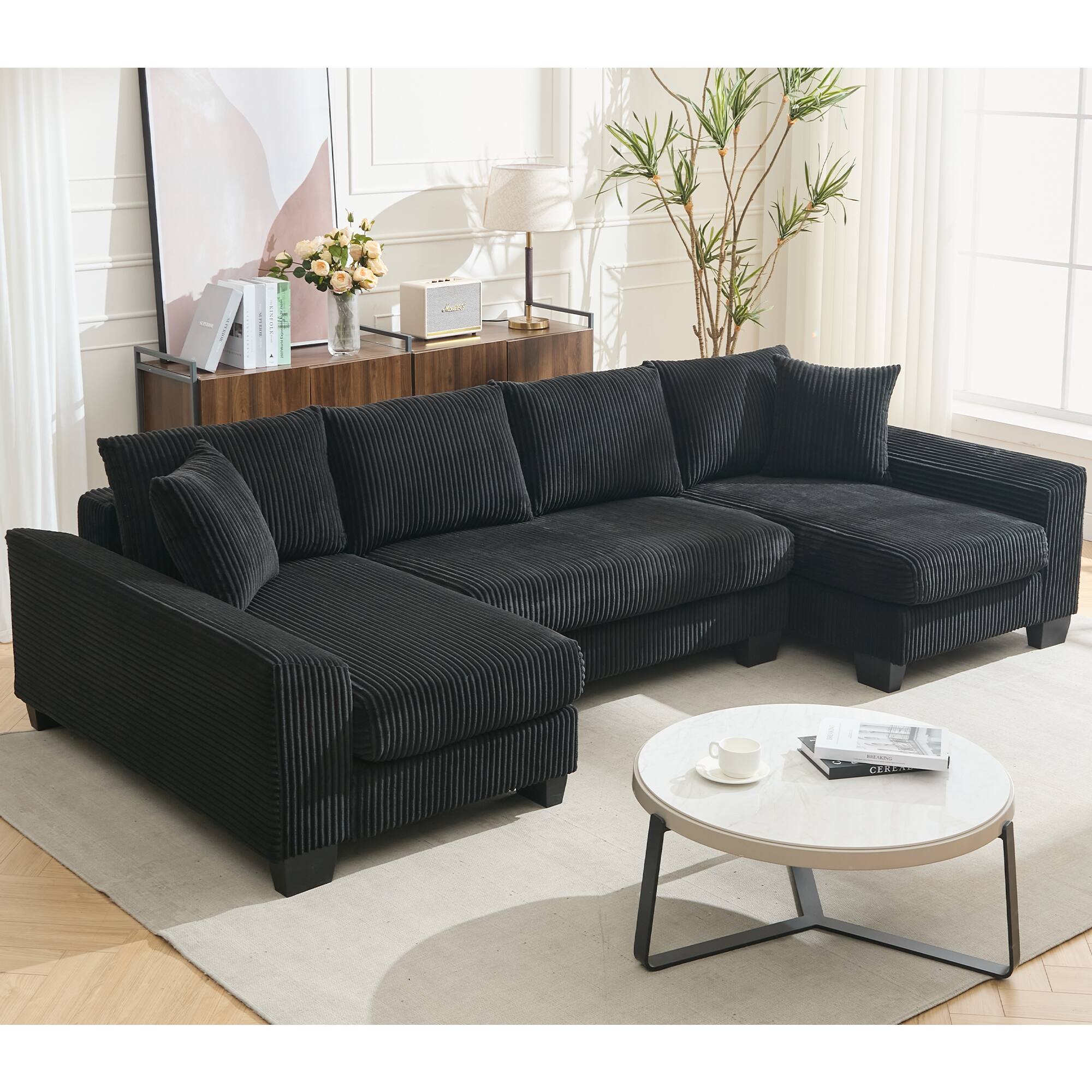 Alt View 2. Roomtec - NEW ARRIVED VIDEO PROVIDED 114 inch Sleeper SofaU Shaped Sofa Pull Out BedConvertible Oversize 2 in 1 Sleeper Sofa - Black.