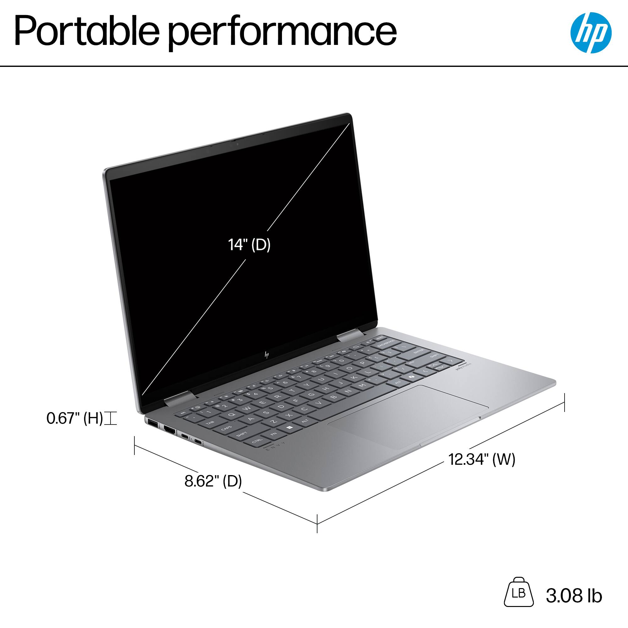 Portable Performance HP 14" (D) 0.67" (H) 1.4" (W) 3.08 lb