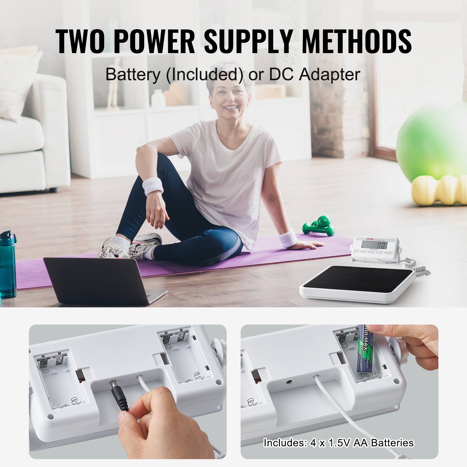 TWO POWER SUPPLY METHODS  
Battery (Included) or DC Adapter  

Includes: 4 x 1.5V AA Batteries