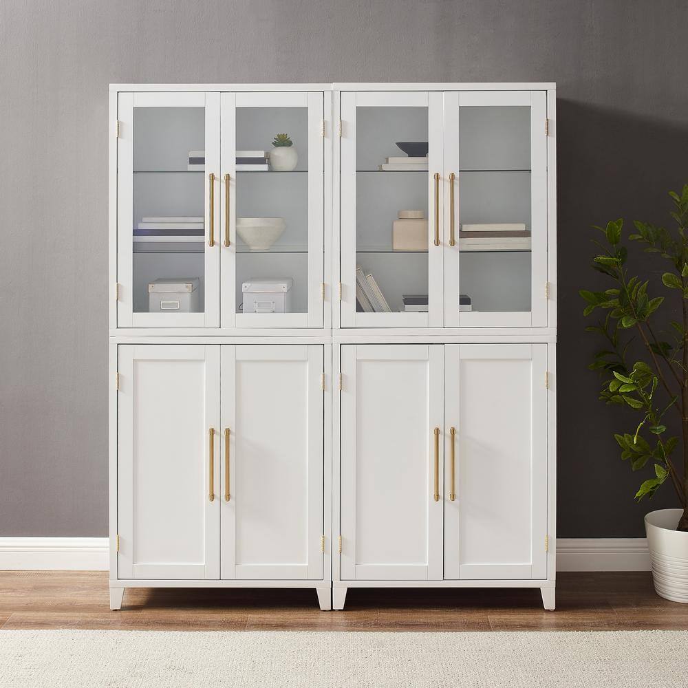 Alt View 9. Crosley Furniture - Roarke 2Pc Pantry Storage Cabinet W/Glass Door Hutch Set - 2 Pantries - White.