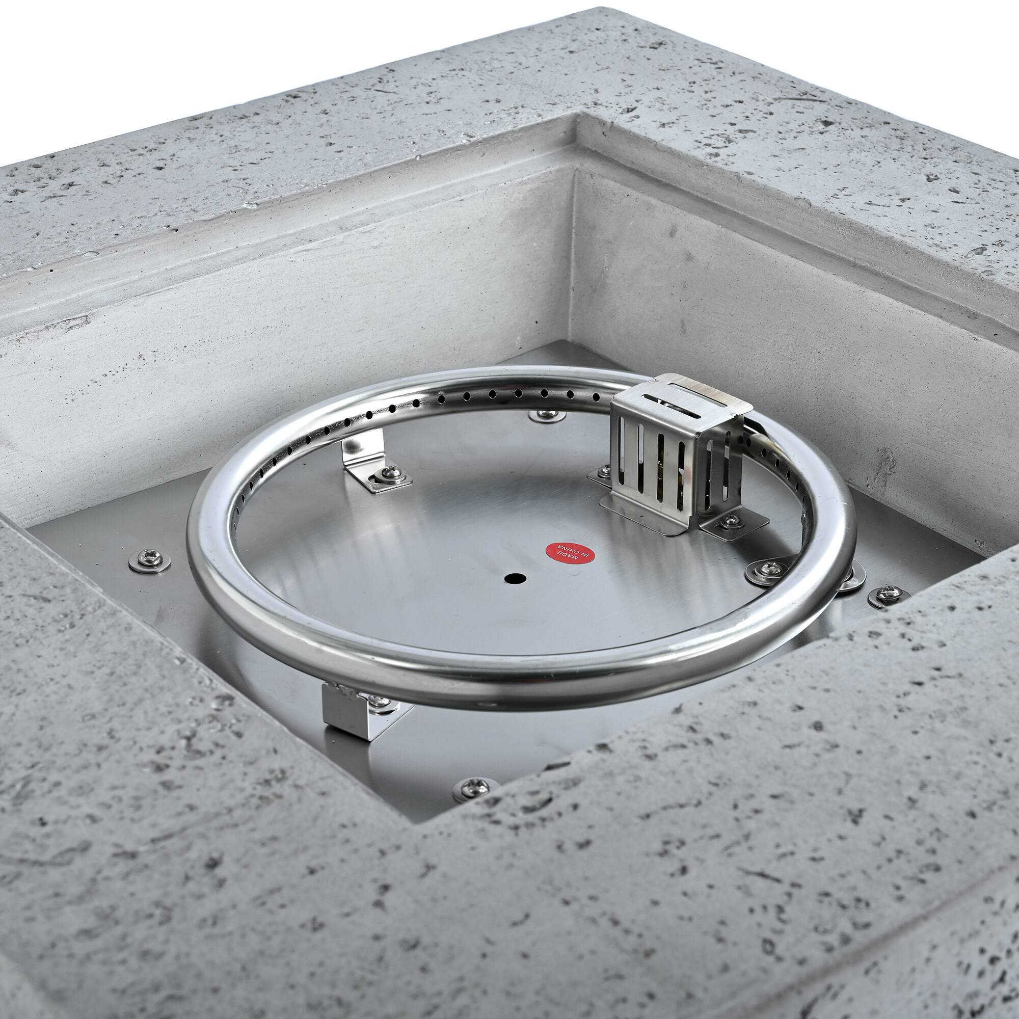 Back. Whisen - Outdoor 24" Square MGO Propane Fire Pit Table Set with Tank Cover, 40,000 BTU Patio Heater - Light Gray| Gray.