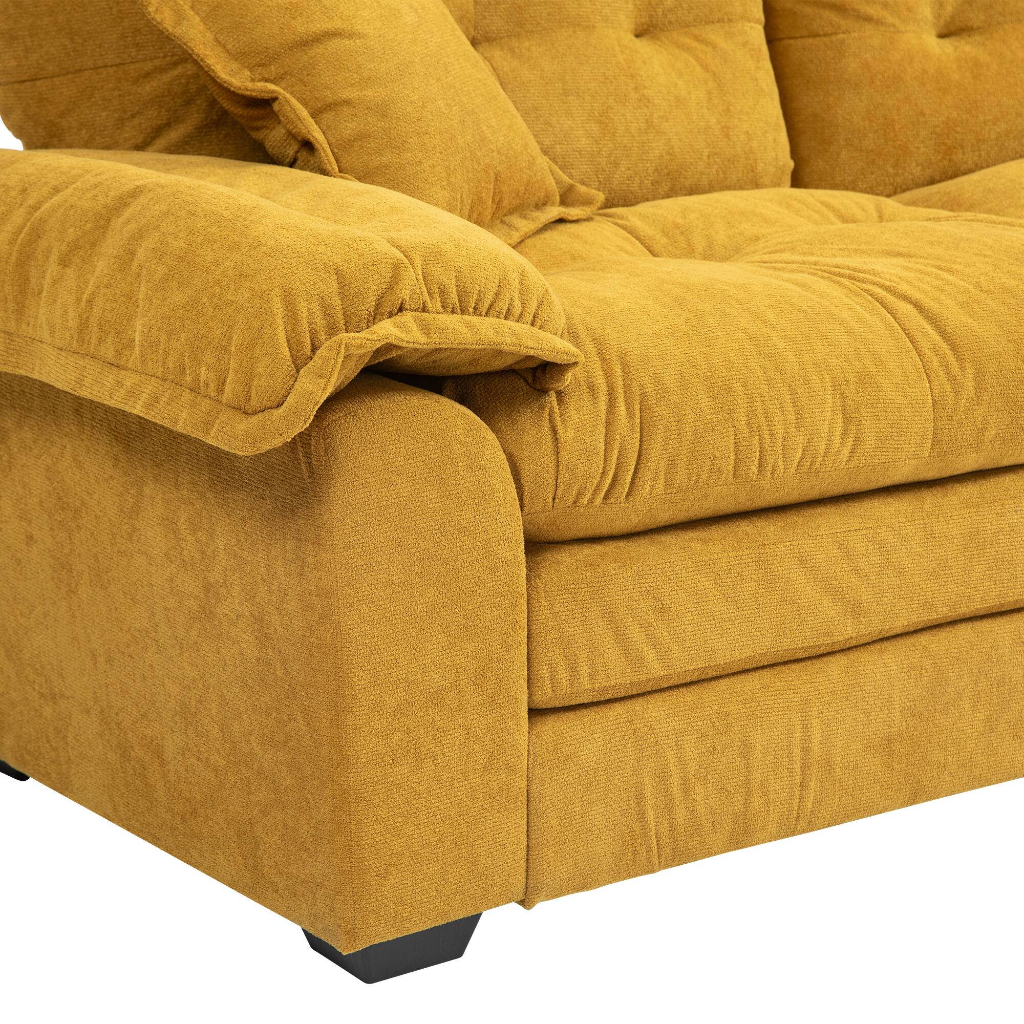 Alt View 10. Tiramisubest - 84"Chenille Sofa,Loveseat Deep Seat Sofa Couch with Pillows & Memory Foam for Living Room,Apartment,Office Lounge-Yellow - Yellow.