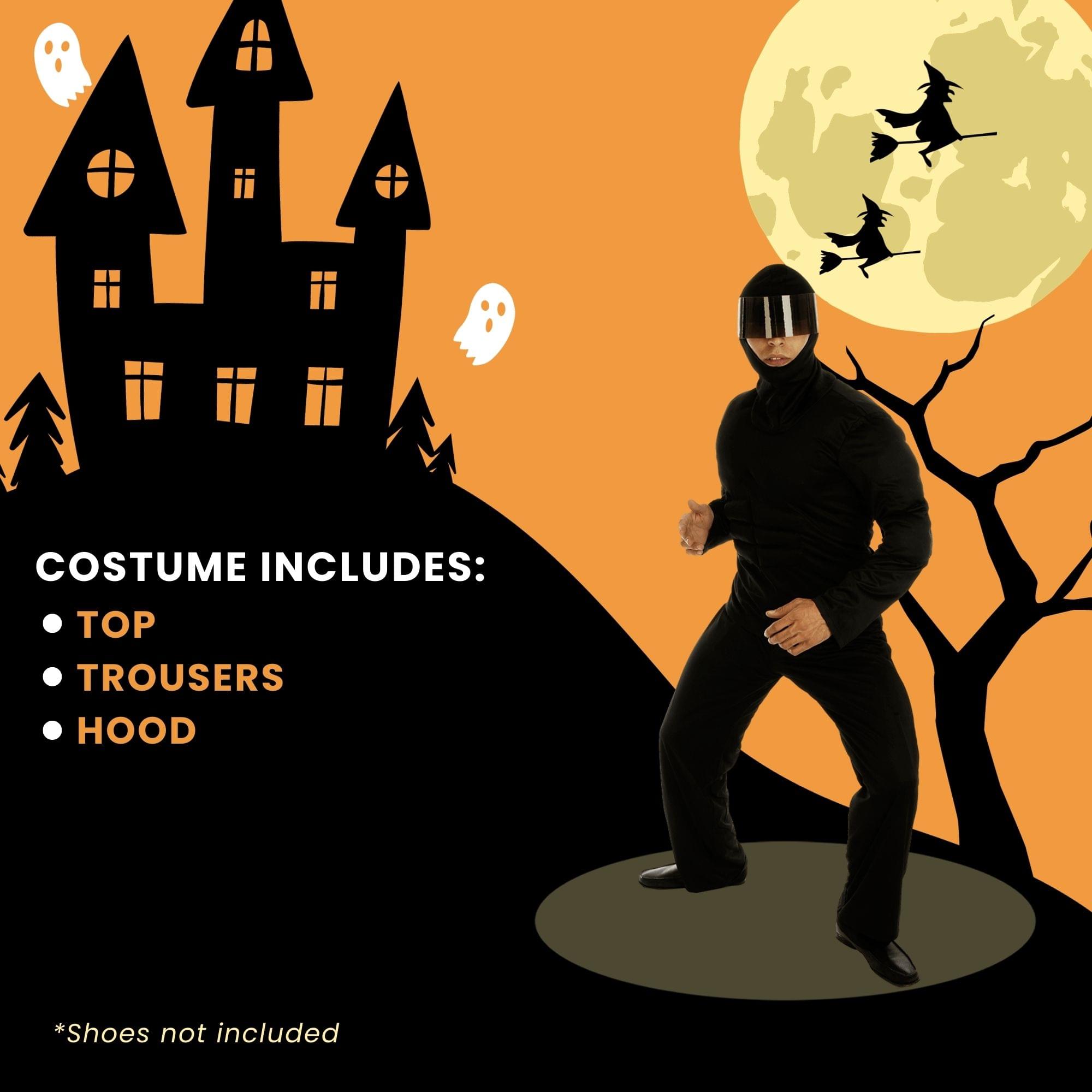 COSTUME INCLUDES: TOP, TROUSERS, HOOD  
*Shoes not included