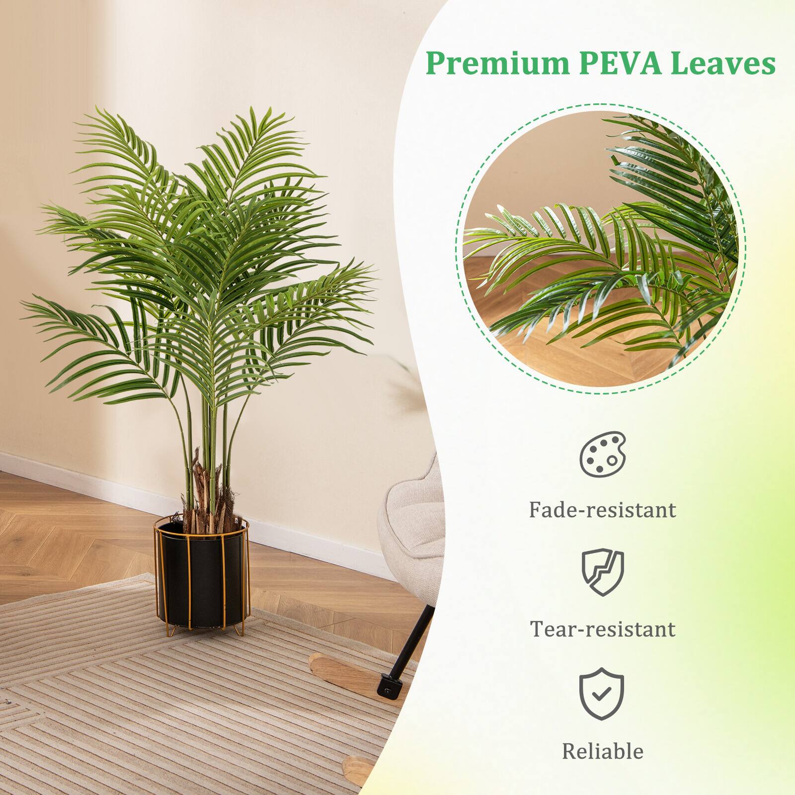 Premium PEVA Leaves

- Fade-resistant
- Tear-resistant
- Reliable