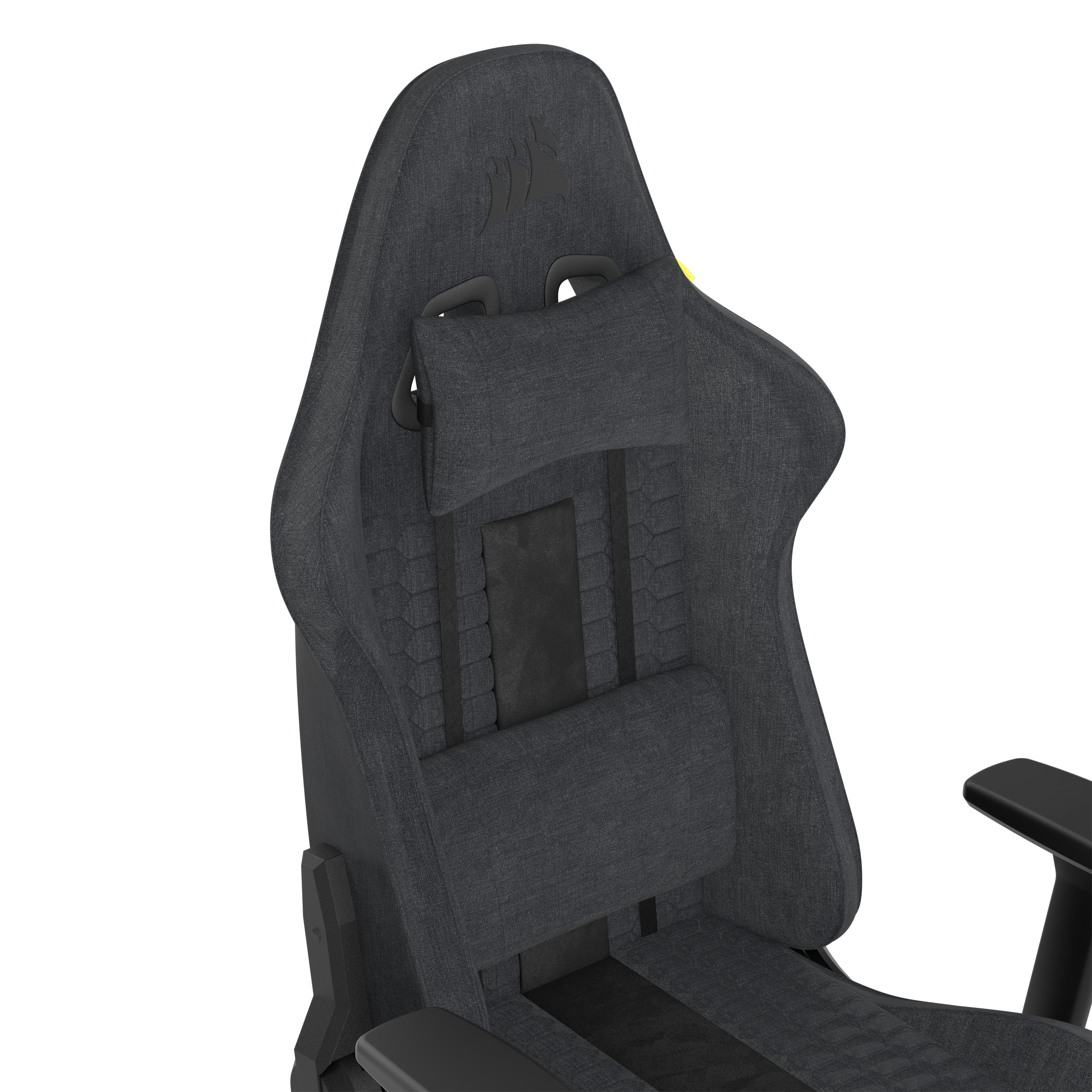 Angle. CORSAIR - Corsair TC100 RELAXED Gaming Chair (Fabric Grey/Black) - Grey/Black.