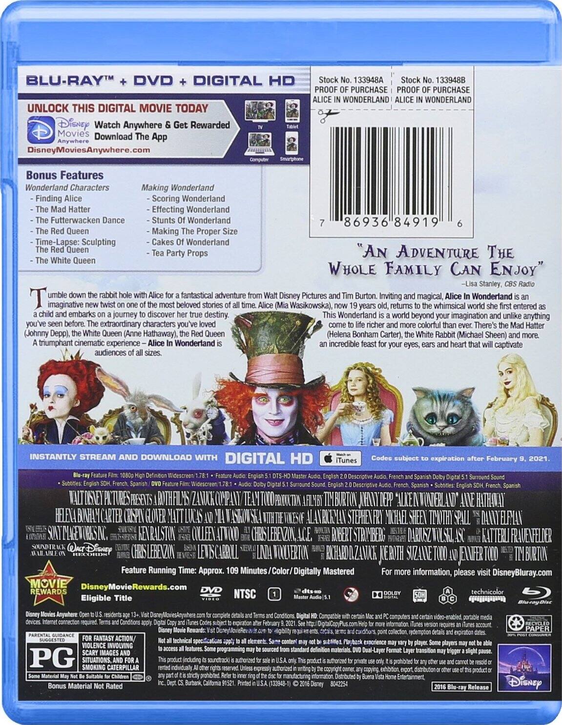 Alt View 1. Alice in Wonderland   - BLU-RAY.