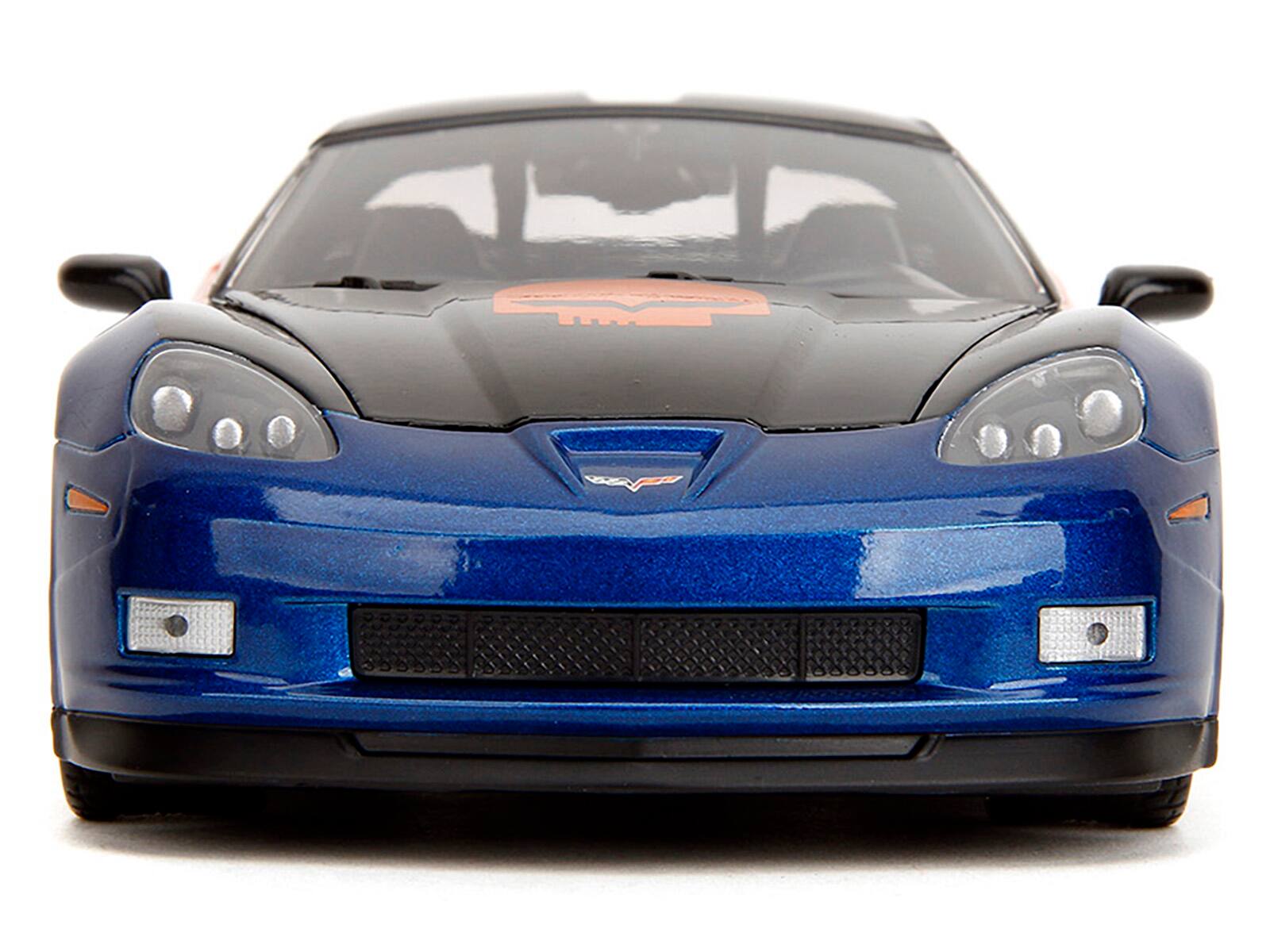 Alt View 5. Jada - 2006 Chevrolet Corvette Z06 #333 "Spirit Racing" Blue Metallic and Orange with Black Hood and Top 1/24 Model Car by Jada - Multicolor.