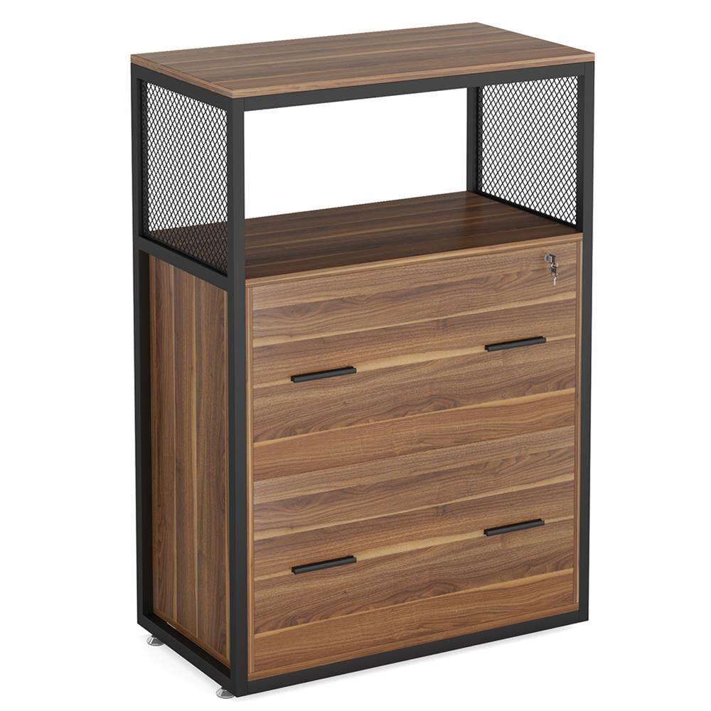 Left. Kadyn - Kadyn Filing Stroage Cabinets, 2-Drawer File Cabinet, Letter/Legal / A4 Size Filing Cabinet with Lock,Brown - Brown.