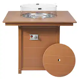 WestinTrends - Helios 42" Modern Outdoor Patio Gas Propane Square Fire Pit Table - Teak