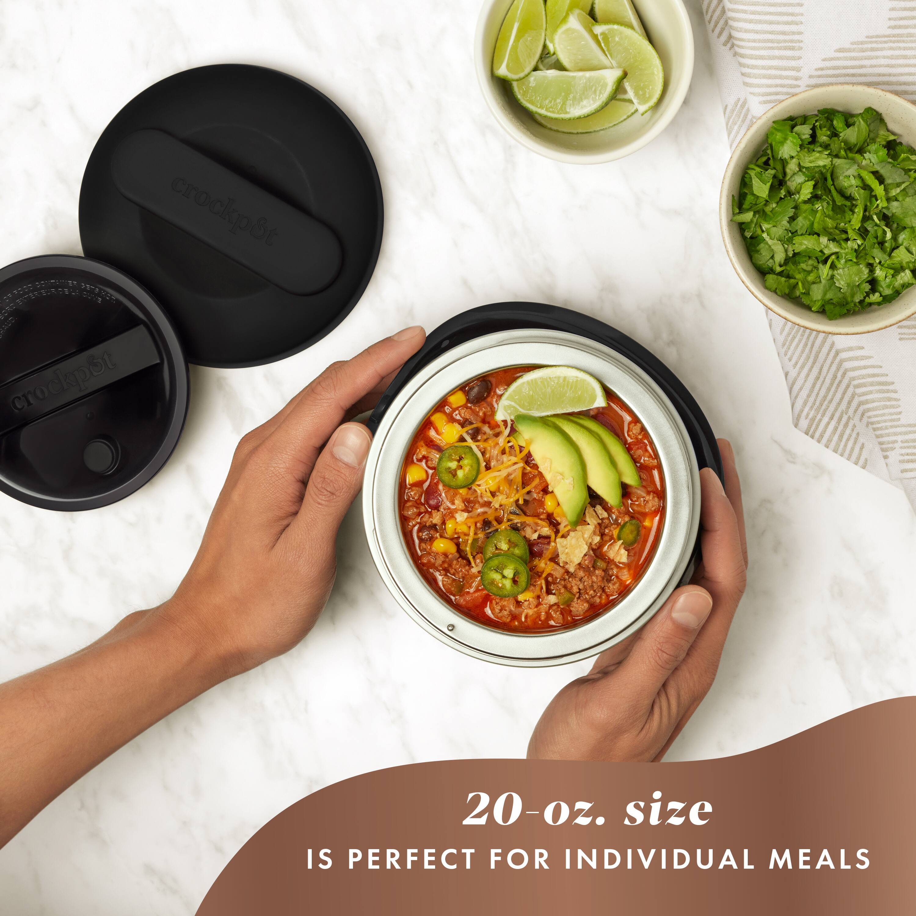 crockpot, 20-oz. size, IS PERFECT FOR INDIVIDUAL MEALS