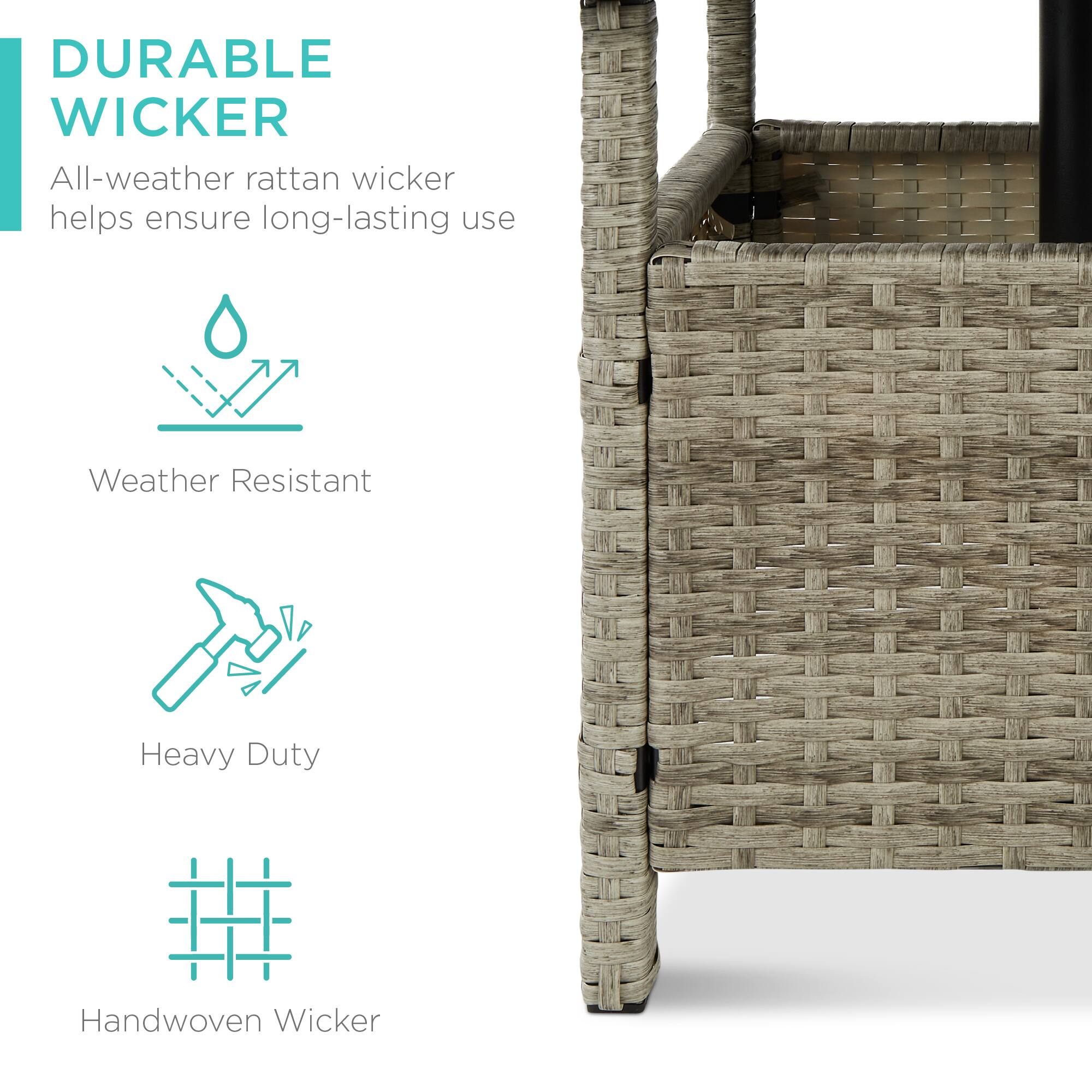 DURABLE WICKER

All-weather rattan wicker helps ensure long-lasting use

Weather Resistant

Heavy Duty

Handwoven Wicker