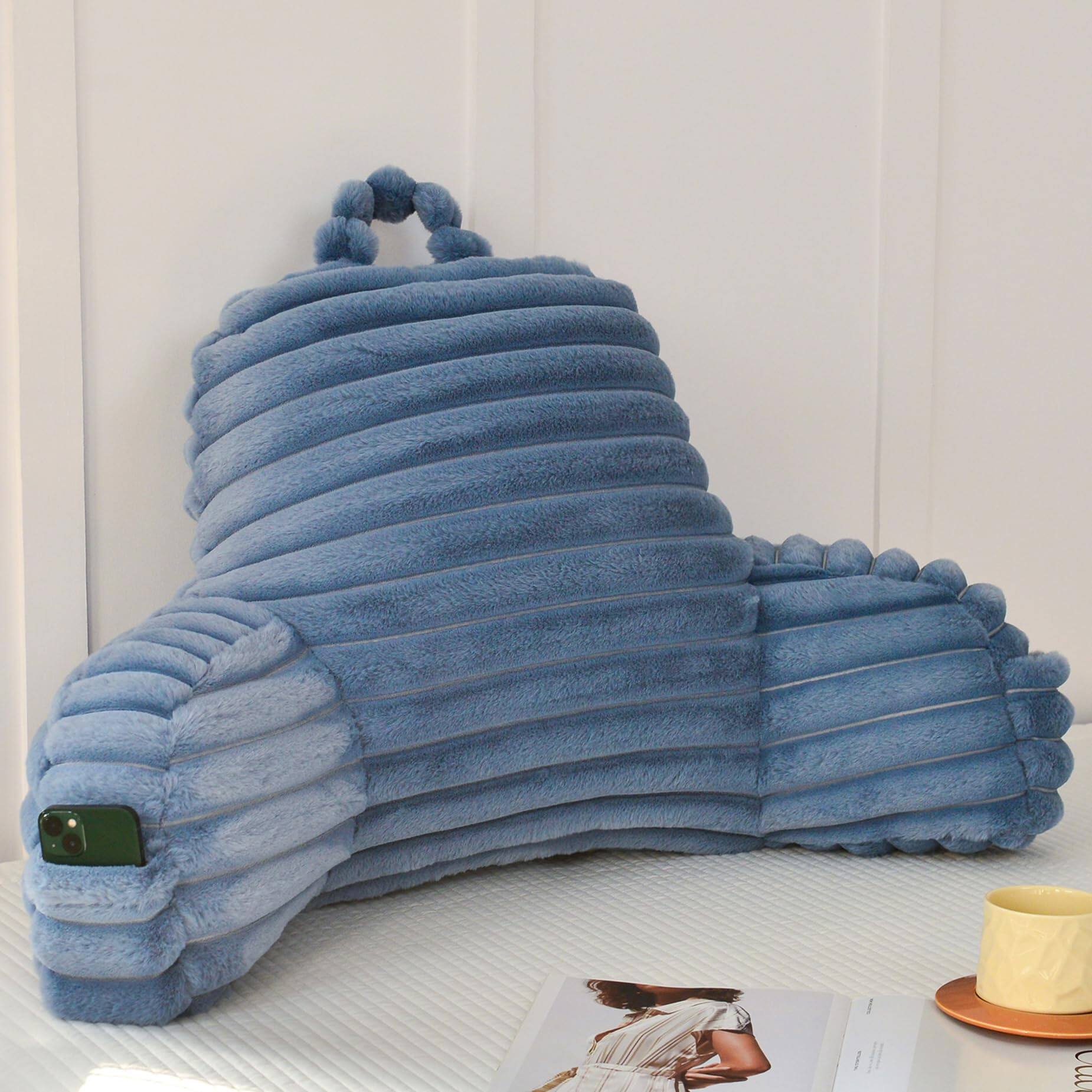 Alt View 1. Paradigms Interiors - Large Reading Pillow For Adults Support Sitting Up In Bed With Arms Couch Lounging Bedrest Dusty - Sage-Large.