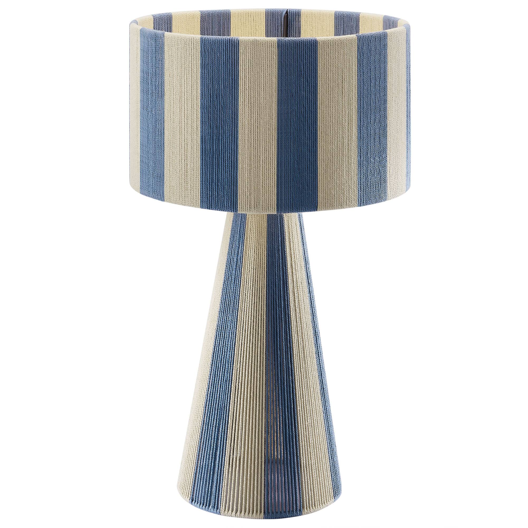 Alt View 3. Modway - Renae Handwoven Cotton Thread Striped Table Lamp by Modway - Capri Blue.