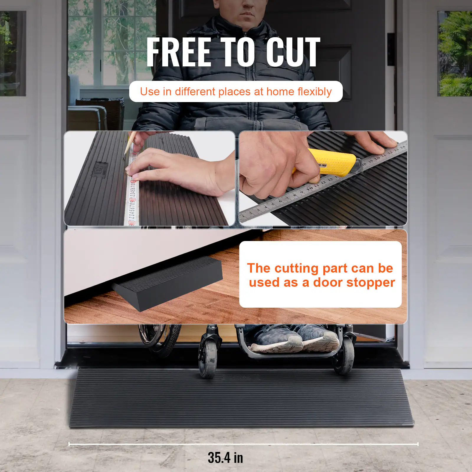 FREE TO CUT  
Use in different places at home flexibly  

The cutting part can be used as a door stopper  

35.4 in