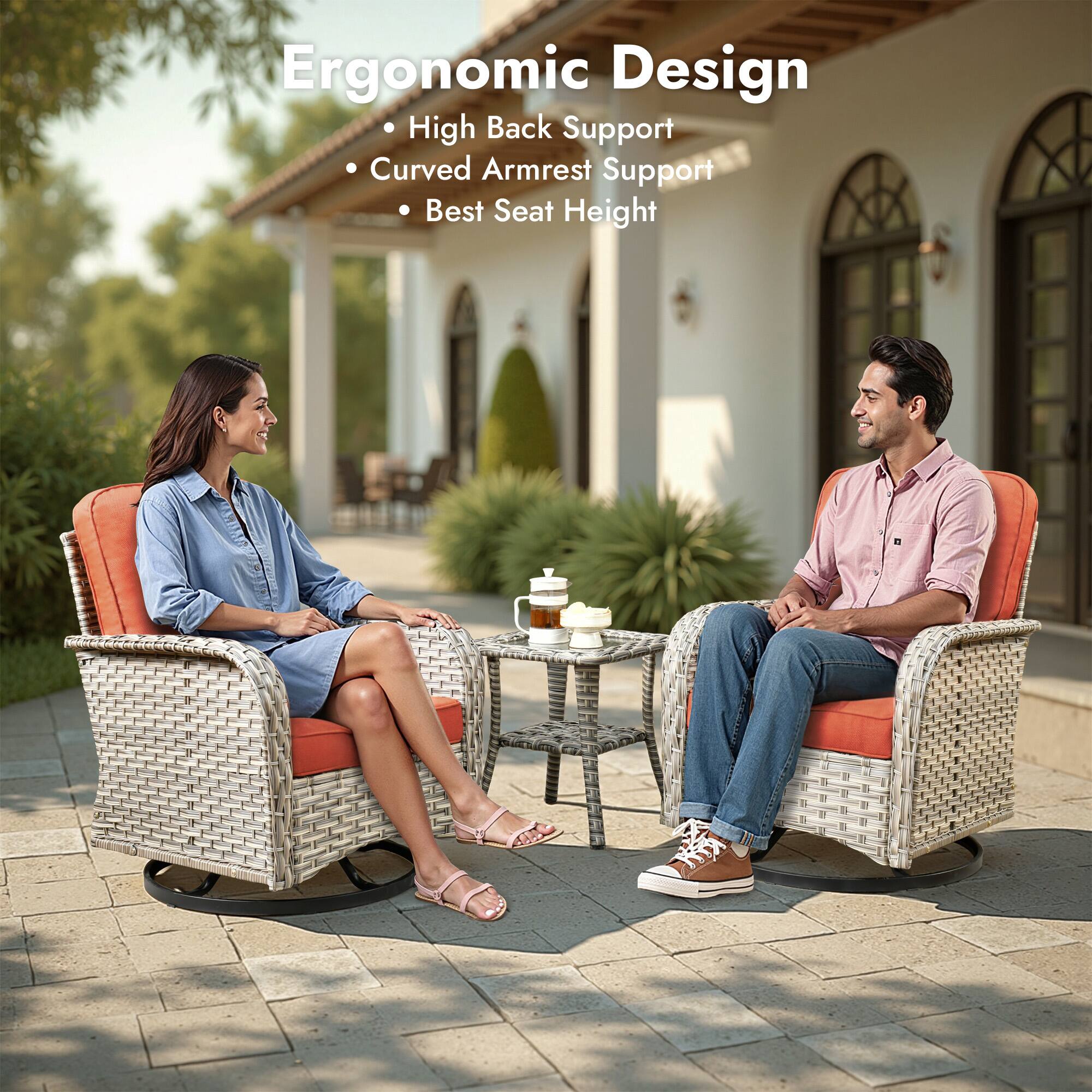 Ergonomic Design

- High Back Support
- Curved Armrest Support
- Best Seat Height