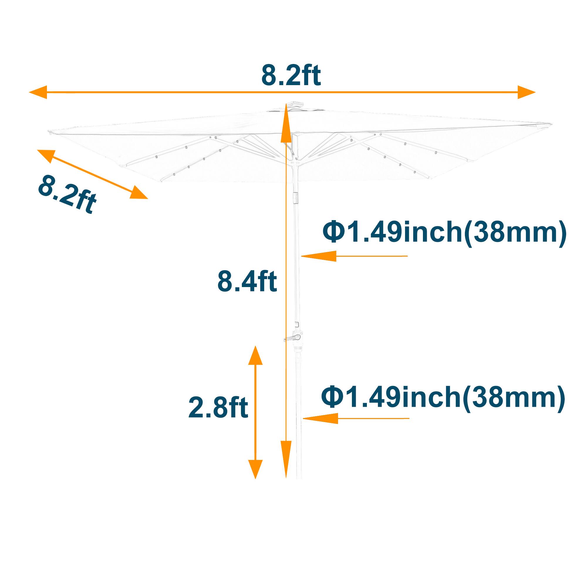 8.2ft x 8.2ft  
1.49inch(38mm)  
8.4ft  
2.8ft  
1.49inch(38mm)
