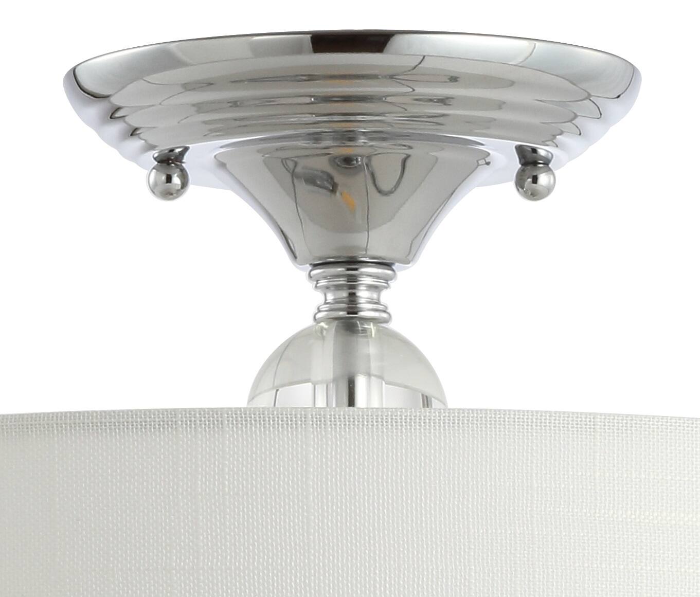Alt View 4. Jonathan Y - Marc 15" Metal/Crystal LED Semi-Flush Mount, Chrome/White - Chrome.