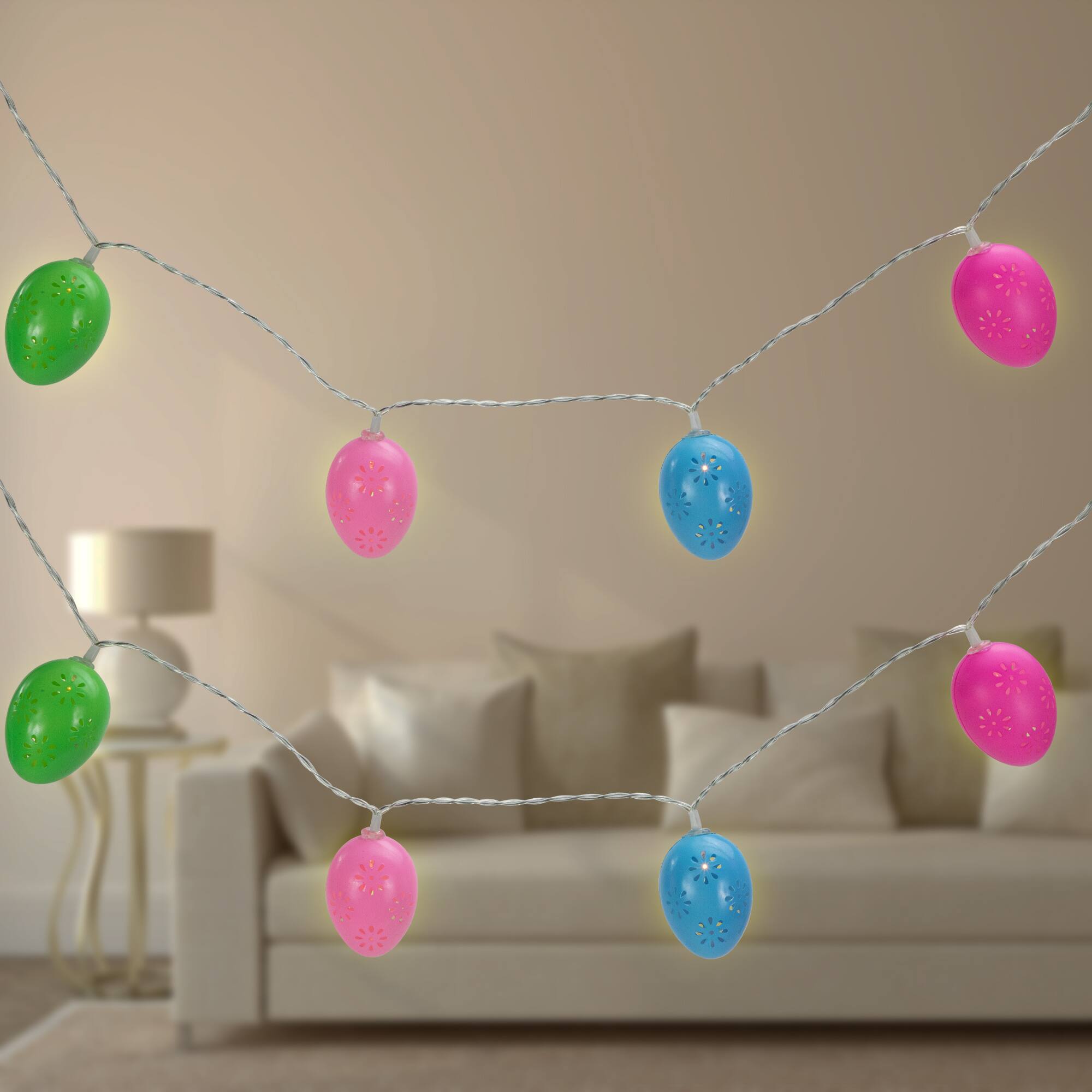 Alt View 4. Northlight - 10-Count Multi-Color Easter Egg LED String Lights 4.5ft Clear Wire - Multi.