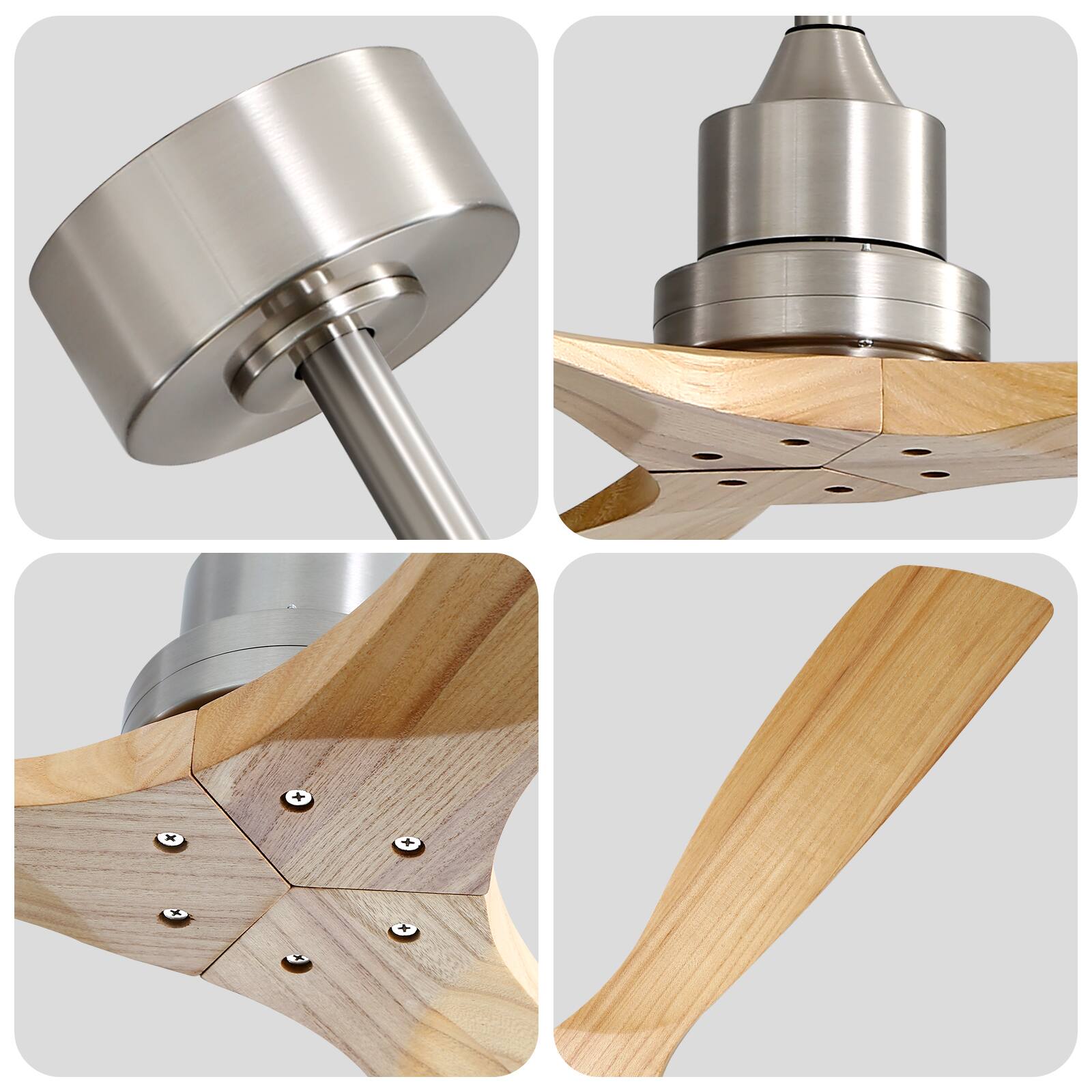 Alt View 1. Sofucor - 52'' Smart Ceiling Fan No Light with Remote/APP/Alexa Control 3 Wood Blades Propeller Large Airflow DC Farmhouse Fan - Silver.