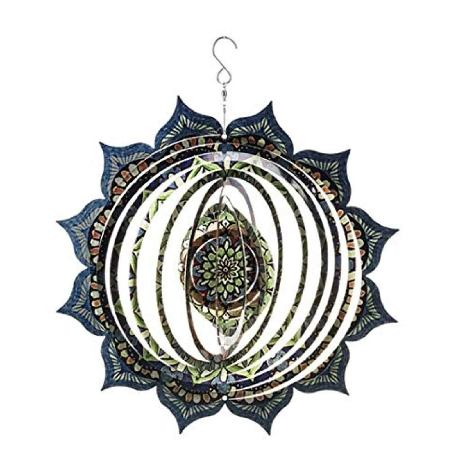 Angle. Ganz - Ganz Mandala Stainless Steel Hanging Spinner 12 Inch.