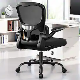 Brick Attic - 300 lbs Ergonomic Office Chair, Mesh Desk Chair with Adjustable Headrest and Lumbar Support, Flip-up Arms - Black