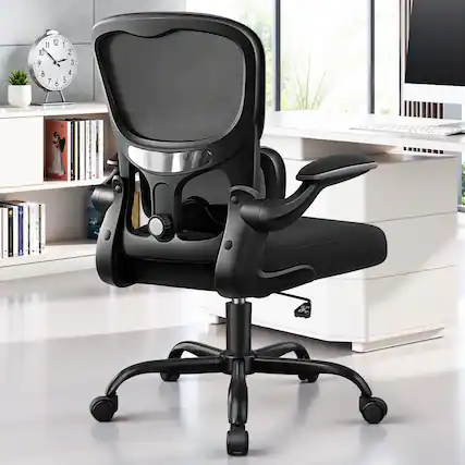 Front. Brick Attic - 300 lbs Ergonomic Office Chair, Mesh Desk Chair with Adjustable Headrest and Lumbar Support, Flip-up Arms - Black.