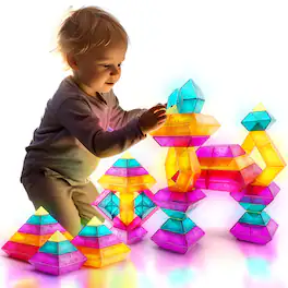 NICHOLAS KLEIN - Building Block Sets For 3 4 5 6 Year Old 30 Stacking Blocks Toys Stem Learning Activities Educational Light - Default