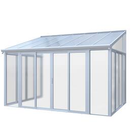 Mondawe - 10×14 ft Season Sunroom with 3 Lockable Sliding Doors - White