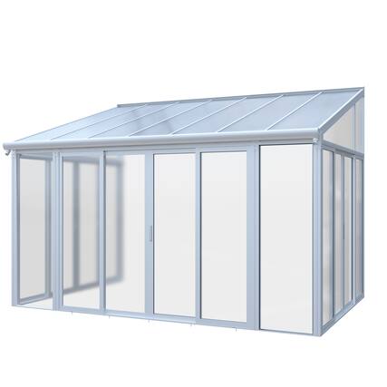 Front. Mondawe - 10×14 ft Season Sunroom with 3 Lockable Sliding Doors - White.