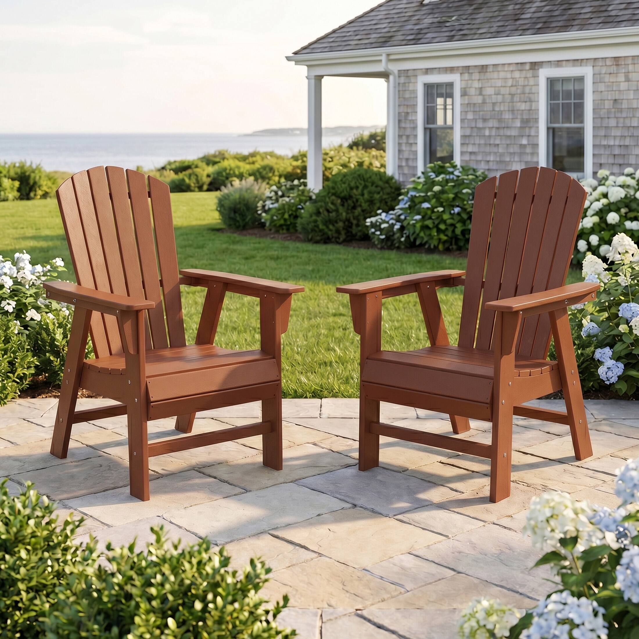 Angle. WestinTrends - WestinTrends Dylan  HDPE Seashell Upright Adirondack Chair (Set of 2) - Teak.
