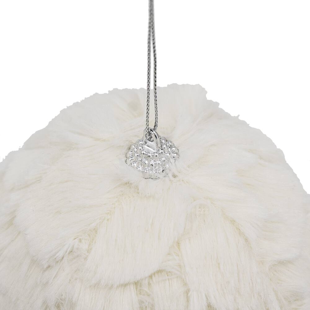 Alt View 6. Dexmalle - Dexmalle-Christmas Tree Decorative Hanging Cream Ruffle Ball Ornament-Set of 6,White - White.