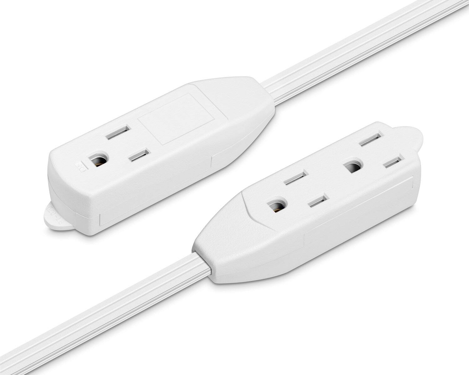 Alt View 1. Maximm - 6 ft Flat Plug Extension Cord/Wire, Multi Outlet - 3 Prong Angled Plug Extension Cord - UL Certified - White.