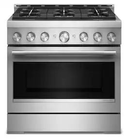 KitchenAid - 5.1 Cu. Ft Commercial Gas Range with No Preheat Air Fry Mode and 6 Burner - Stainless Steel
