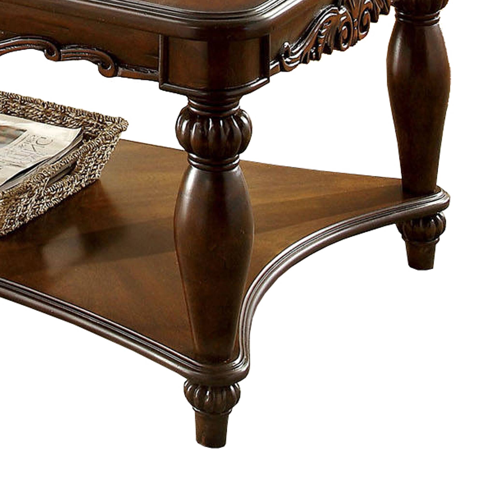 Alt View 3. Manhattan Lane - Wooden Coffee & End Tables Set, Cherry Brown, Pack of 3 - Brown.